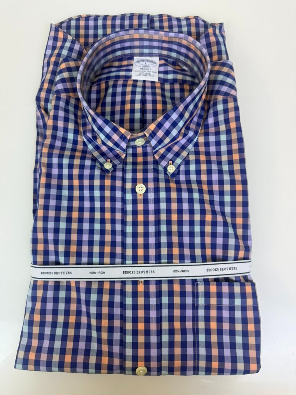 Brooks Brothers Blue Regent-Fit Non-Iron Plaid Shirt OJ-37